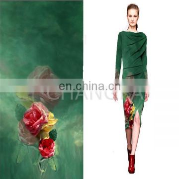 Ladies' Fashion Digital Print Silk Fabric Long Dress China Supplier