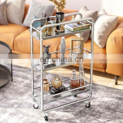 Side Table 3 Layers Chrome Set Sofa Silver Metal Small Tea End Living Room Furniture Stainless Steel Coffee Accent Side Table