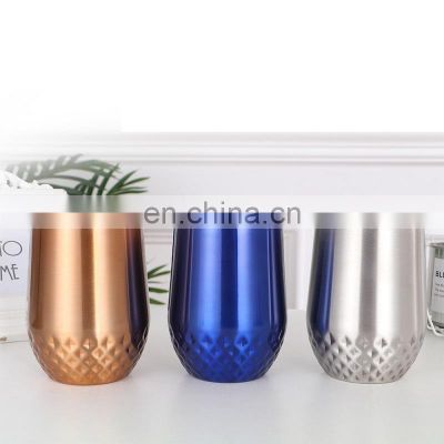12oz Double wall Stainless steel Diamond Eggshell wine tumbler cup