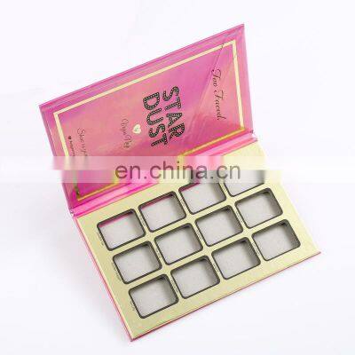 Wholesale 12 Color Hole Pink Eyeshadow Container Palette With Mirror Private Label Cosmetics Foundation Empty Makeup Package