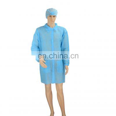 PP Non Woven Medical Lab Coat Disposable Blue Laboratory Coat With Pocket