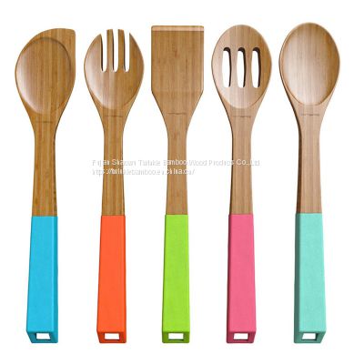 Bamboo utensil with silicon handle Twinkle bamboo manufacturer