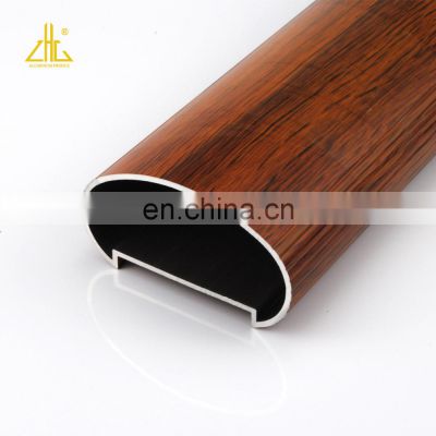 New 6063 6061 aluminum alloy handrail balustrades top tube for glass railing with the accessories and wood color handrail