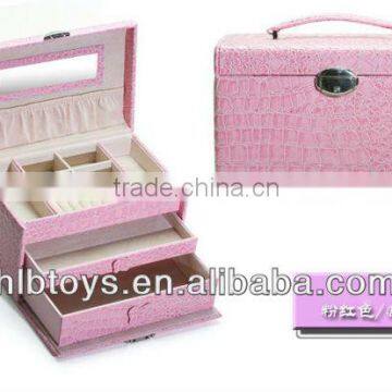 Fashion Three Layers Jewelry box,Leather nice jewel box