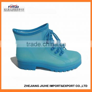 2014 Fashion transparent blue plastic rain boots for ladies