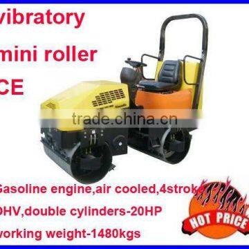 mini road roller,ride-on double drum roller,road roller,Japan engine and bearing 20HP,Max.working weight 1480kgs,CE prove