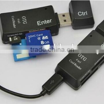 4 in 1 OTG card reader for smart phone and computer for micro memory sd/SD/MS/M2 Card reader