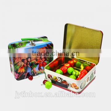 Wholesale Promotional high quality lunch metal tin can with plastic handle