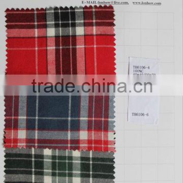 wholesale high quality 100%cotton red tartan fabric for man and lady