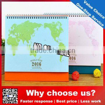 2015 Customized practical creative design cute desk table calendars/ colorful paper board map desk calendar