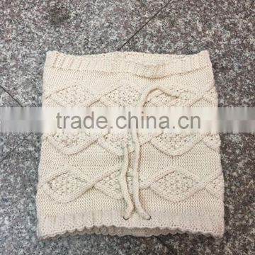 Stock Item creamy white neck warmer with rope crochet knit scarf ring