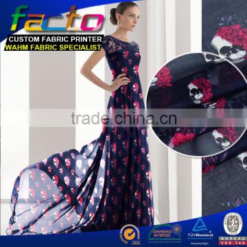 2016 Fashion Terry Cloth Fabric With Print Flowers Dress Textile Chinese Fabric