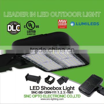 Super slim best quality new led shoebox light 120w for parking lot lighting with dlc ul cul listed