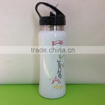 Single wall stainless steel water bottle/ cold water bottle with straw