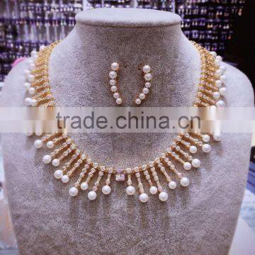 Cubic zirconia bridal pearl jewelry sets