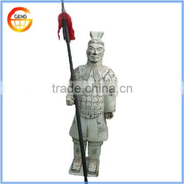 Outdoor Decorative Terracotta Warrior Replica with a Spear