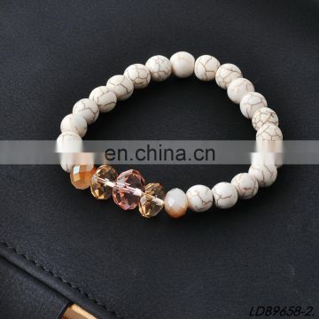 Latest fashion bracelet creamy magnesite stone beaded bracelets