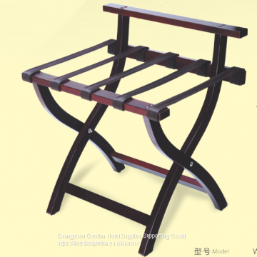 Folding Luggage Rack Wooden Suitcase Luggage Stand for Home Bedroom Hotel with Shelf in Red
