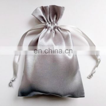 Luxury wholesale silver gray satin drawstring wedding favor bag