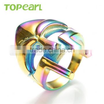Topearl Jewelry Hot Sale Color Glare Mask Ring Stainless Steel Biker Ring Jewelry for Men MER442