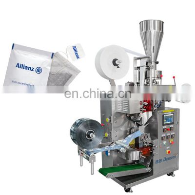 Full automatic tea leaves packing machine for small business inner and outer bag dip tea bag packing machine with string and tag