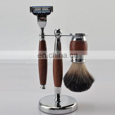 Handle Straight Shaving Razor Set Three Blade Wood 3 Blades Triple Blade Personal Care &gift Customized Classical