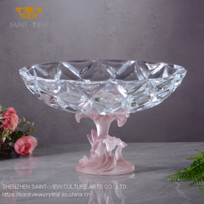 Nordic Home Office Hall Decor Custom Lily Pie Cake Fruit Crystal Dish Bowl