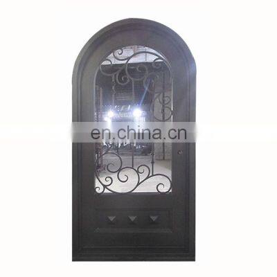 Apartment exterior round single glass entry door exterior forged wrought iron entry frosted glass door