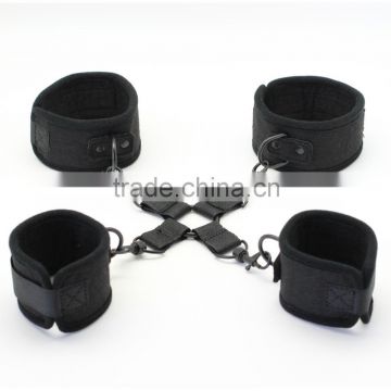 BK071UR02BLK Strong febric bondage Hog-tied restraint kit: handcuffs, ankle cuffs,sex restraint toys for couples