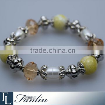 2015 fashion mixed color crystal freshwater pearl bracelet