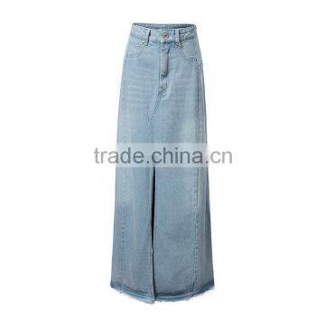 top girls top design fashion women denim jeans long high waist splited skirts