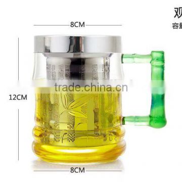 glass cup with tea strainer