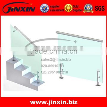 JINXIN square mirror surface glass balustrades spigots stainless steel indoor railing