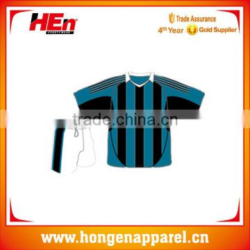 Hongen apparel teenage stripe short sleeve soccer set OEM custom color