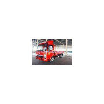 HOWO 4X2 4T Light Duty Commercial Trucks , Red Cargo Flatbed Truck