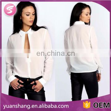 korean long sleeve formal blouses women white chiffon blouse
