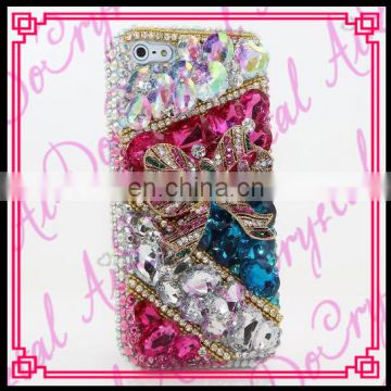 Aidocrystal Factory OEM custom design mobile phone case Colorful diamond rhinestone phone case for cell phone with bowknot decor