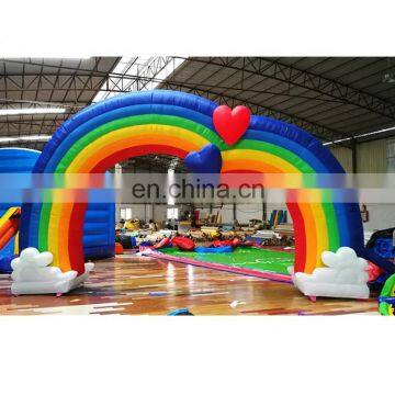 Kids Party Entrance Advertising Decoration Colorful Rainbow Red Heart Blow Up Arches Inflatable Archway