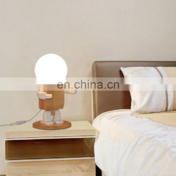 Wooden art study bedroom children's room modern minimalist table lamp Nordic solid wood night light