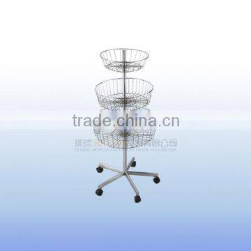 Metal wire display basket rack with stand