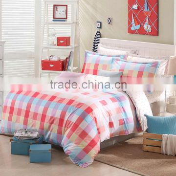 China manufacturer plaid pattern colorful print your own duvet cover vintage pillowcase single bed comforter set
