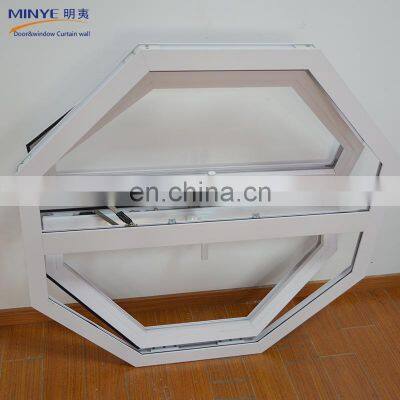 Aluminum hexagon frame handle lock tempered glass double hung window