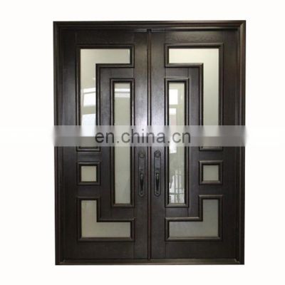 decorative thickness metal frame modern design security gates waterproof double front entry iron and glass doors for homes