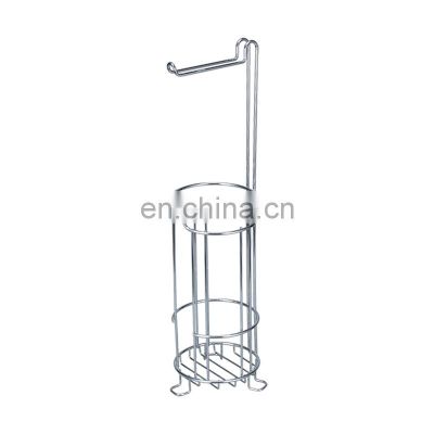 Free Standing Toilet Paper Holder Spare Roll Bathroom Storage Toilet Paper Stand steel Chrome