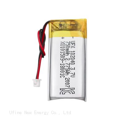 China Lipo Cell Factory UFX 102040 750mAh 3.7V Rechargeable Battery For Skin Cleansing Instrument