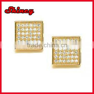 China cheaper mirco pave square gold plated cz earrings for woman