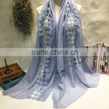 Charm Beautiful Embroidery Flower Joint Hollow Out Pattern Fashion Ladies Scarfs                        
                                                Quality Choice