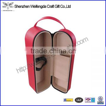 Top Grade PU Leather single wine bottle holder with hand strap