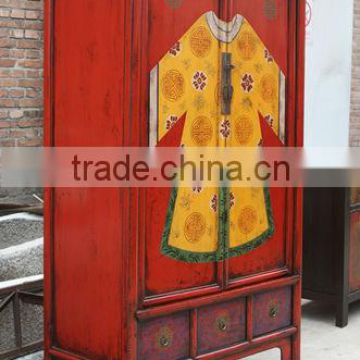 Chinese antique red wooden wedding cabinet
