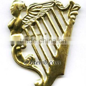 Civil War Hat Insignias | Brass Irish Harp Hat Insignia